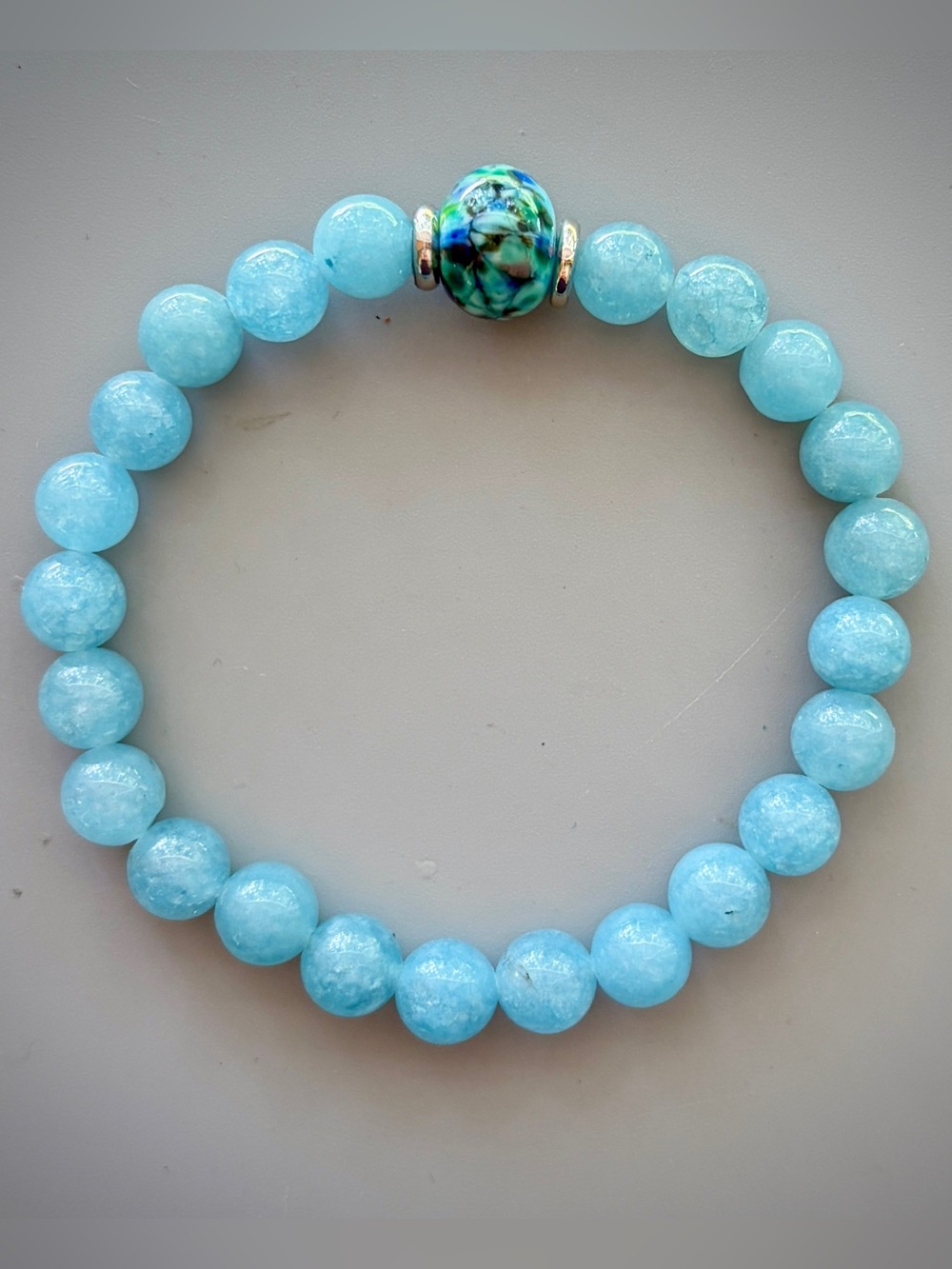 Bright Blue Crystal Handcrafted Bead Bracelet